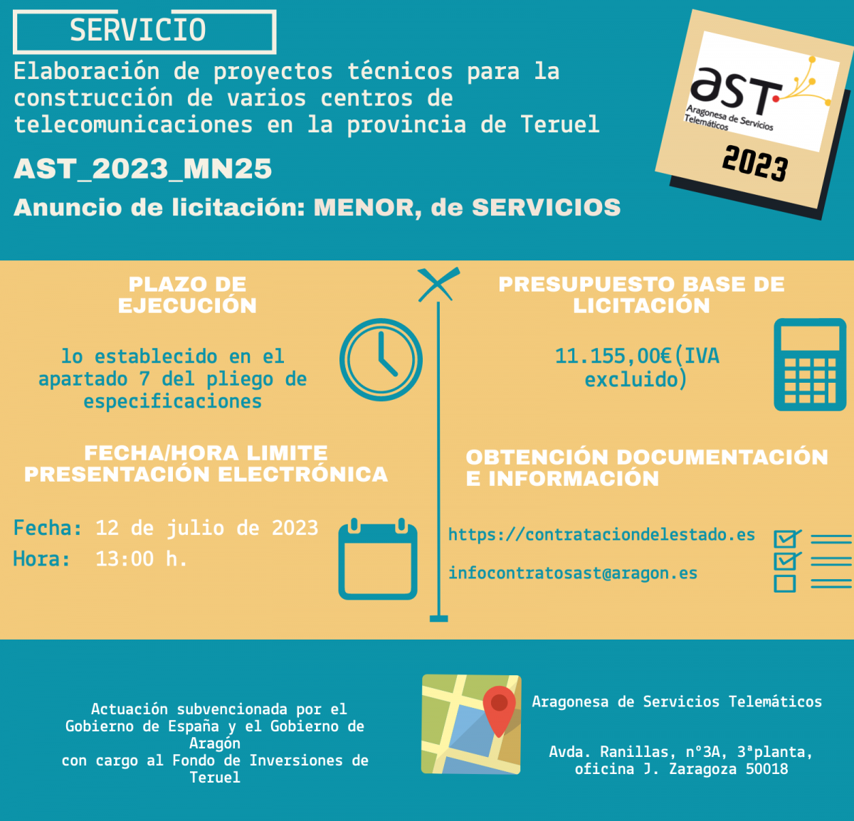 Licitación para contruir varios centros de telecomunicaciones en Teruel