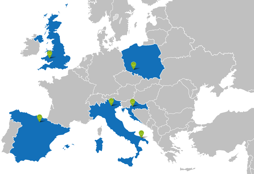 Mapa de regiones involucradas